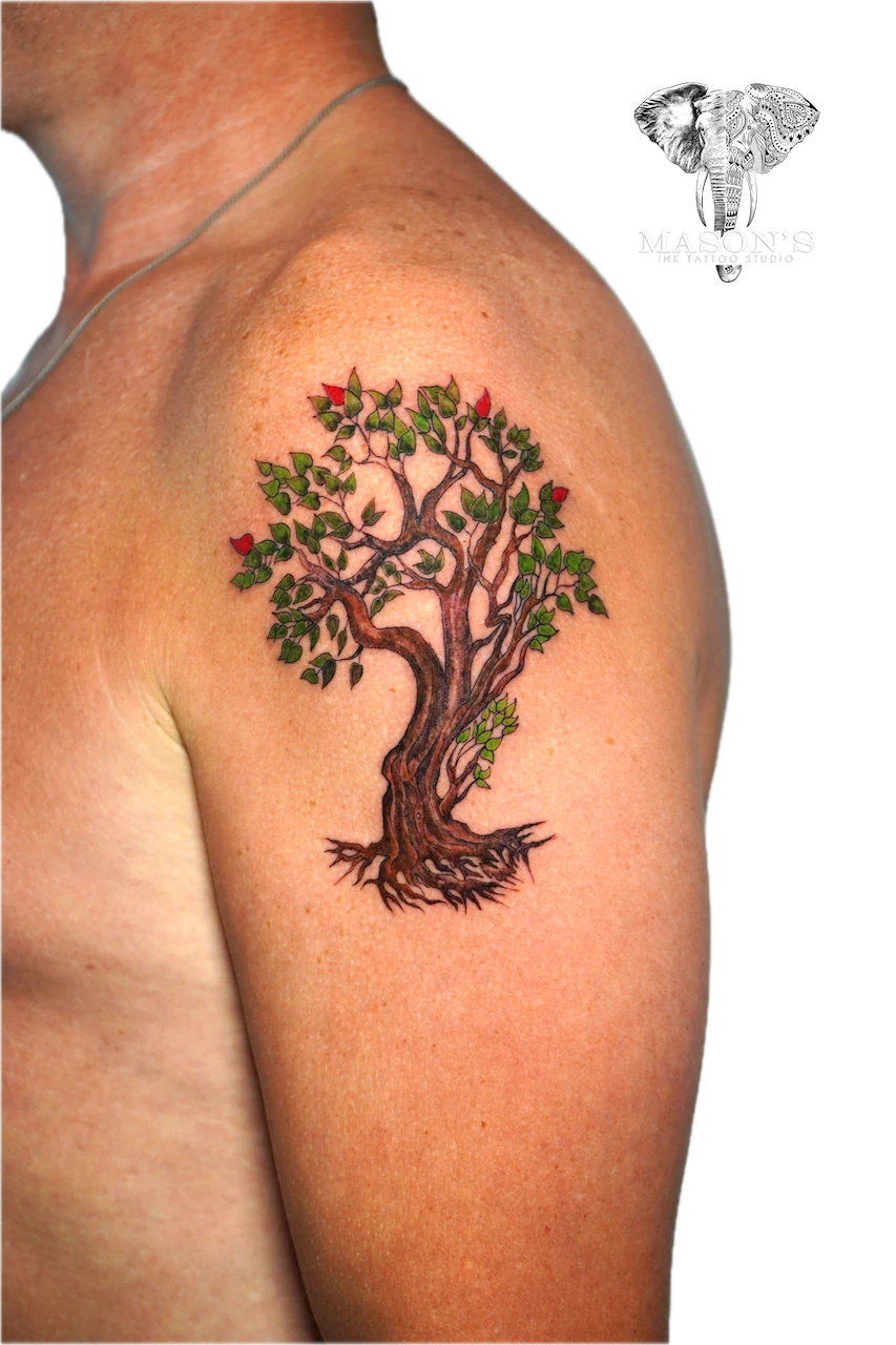 Color Tree Tattoo Design - Colour tattoo by Mason's Ink Tattoo Studio, Bali