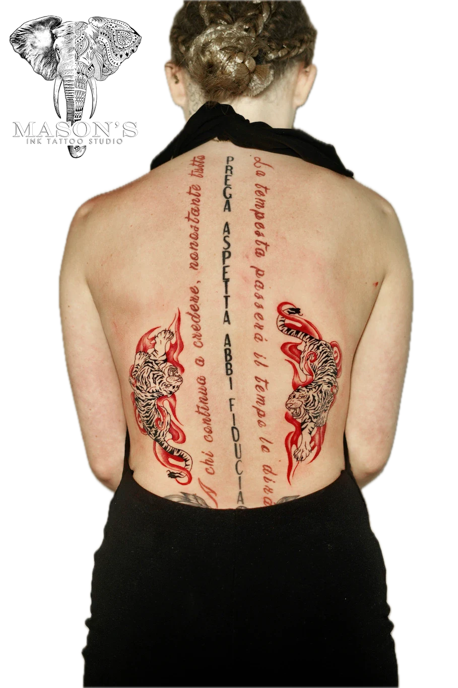 Color Two Tigers Tattoo Design - Colour tattoo by Mason's Ink Tattoo Studio, Bali
