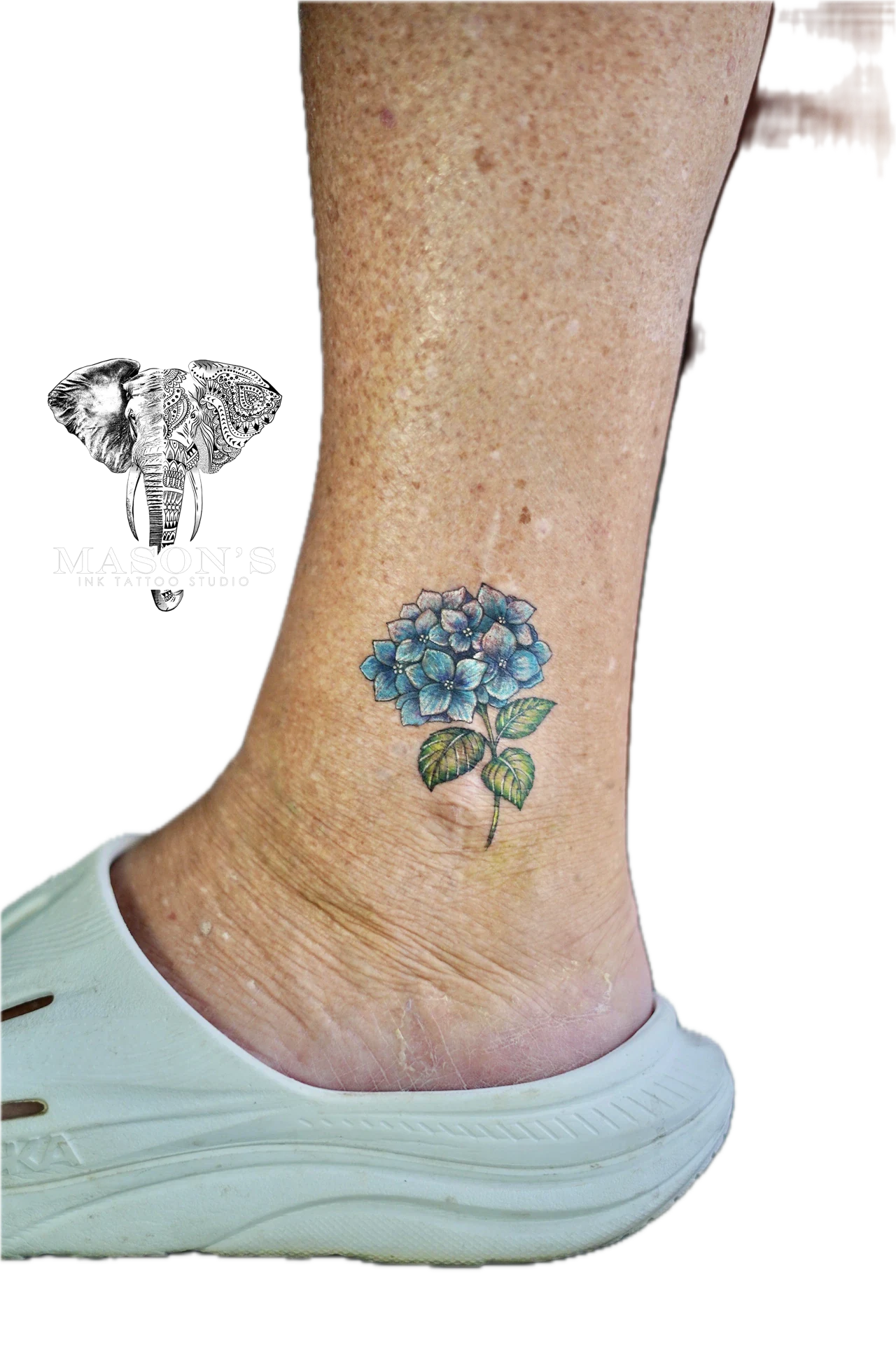 Floral Color on Feet tattoo by Mason's Ink Tattoo Studio, Bali