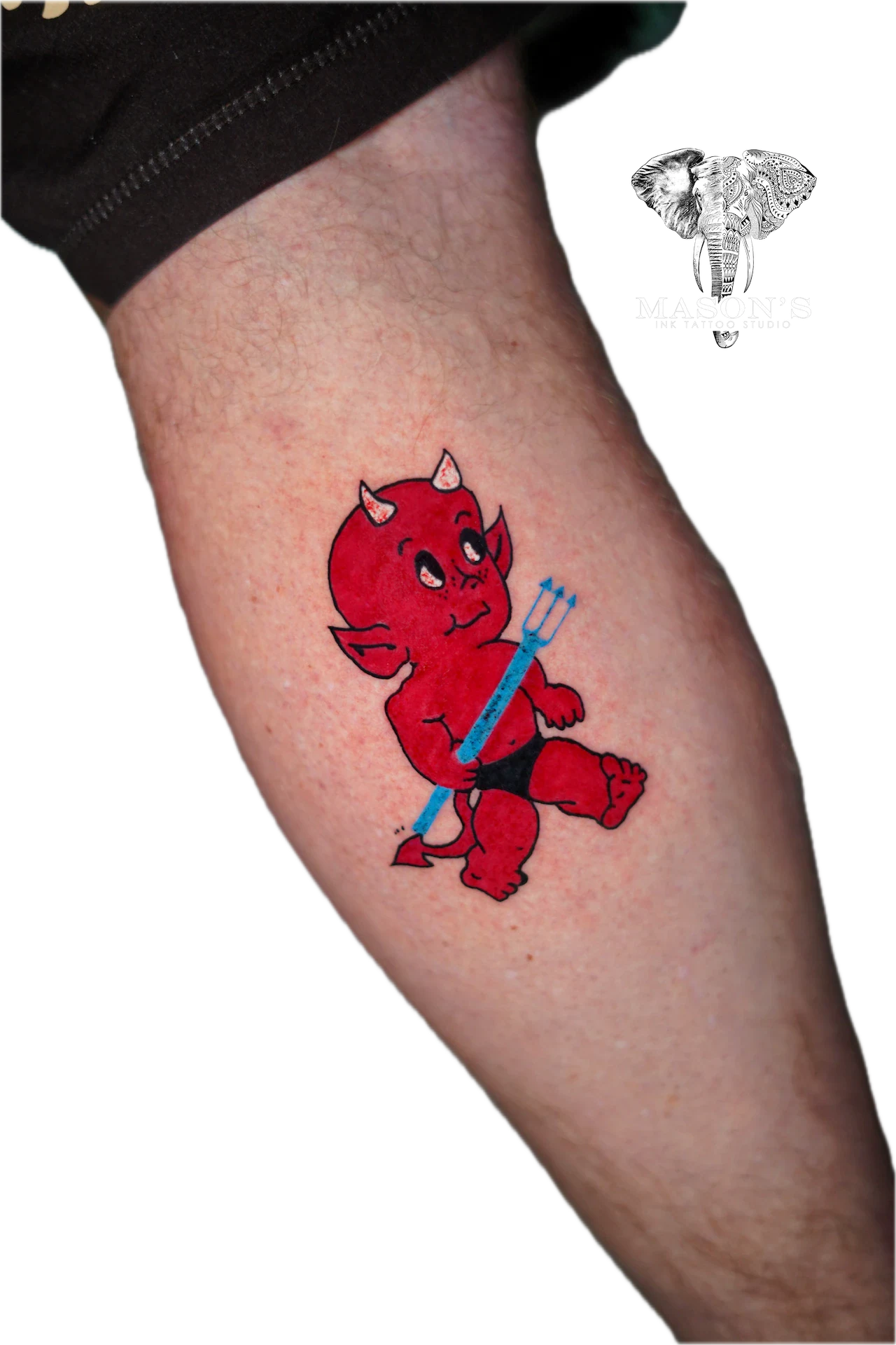 Red Devil Color Tattoo Design by Mason's Ink Tattoo Studio, Bali