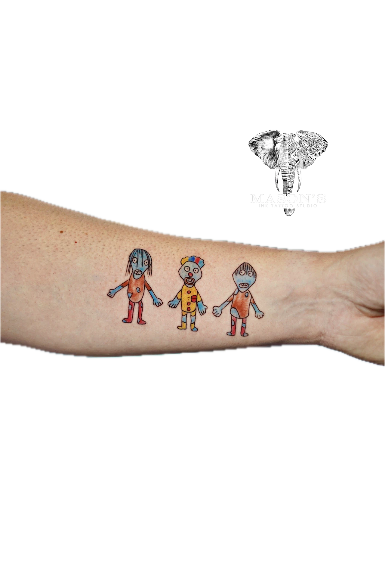 Color 3 kids tattoo by Mason's Ink Tattoo Studio, Bali