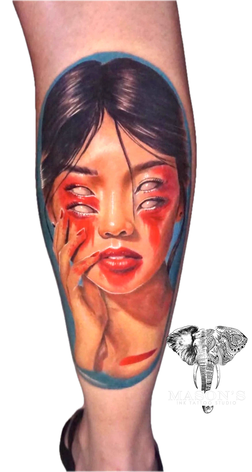 Color Scary Face tattoo by Mason's Ink Tattoo Studio, Bali