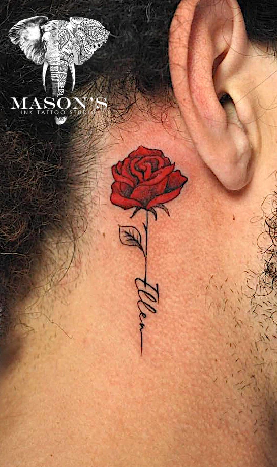 Red Rose Flower tattoo by Mason's Ink Tattoo Studio, Bali