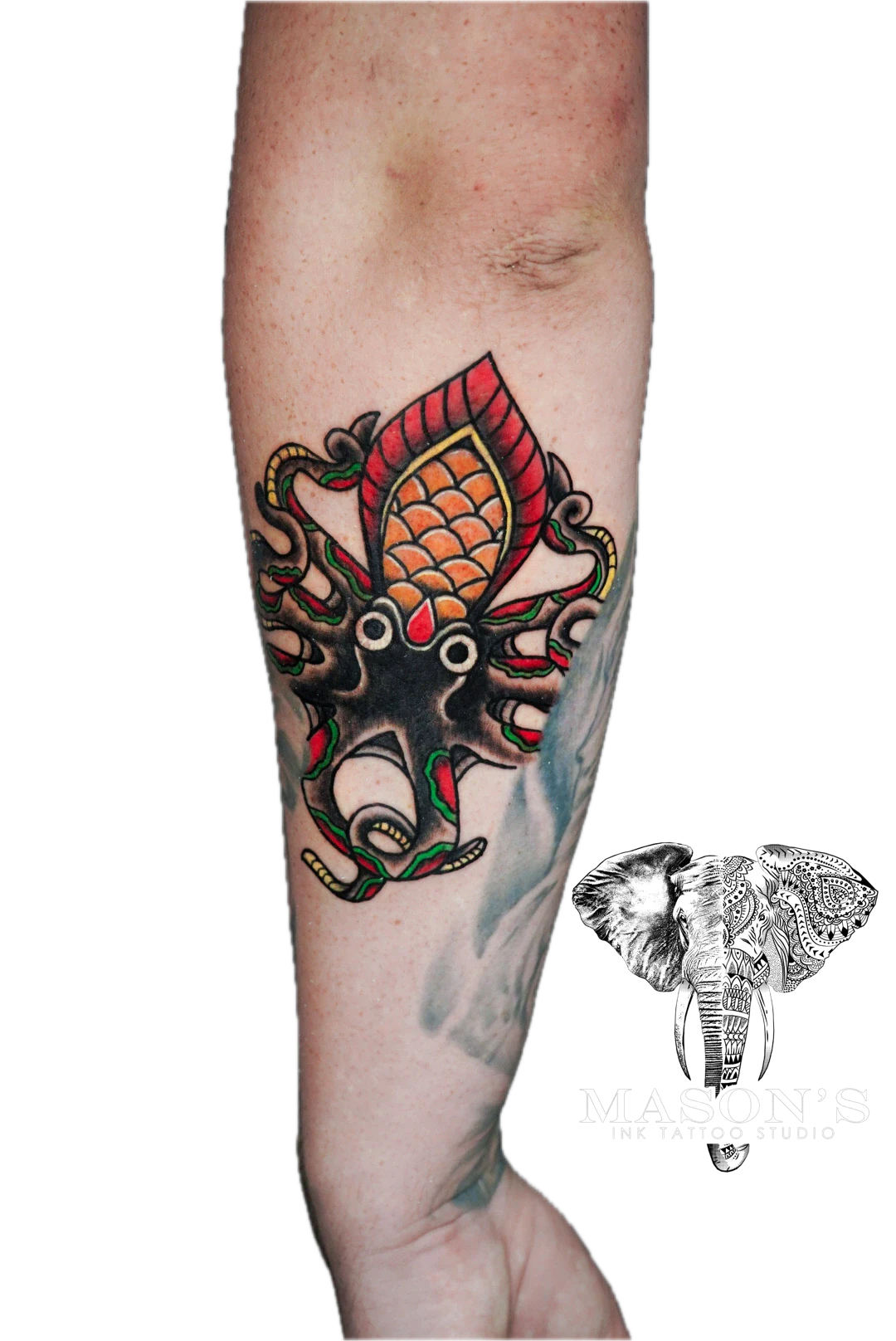 Neotraditional tattoo by Mason's Ink Tattoo Studio, Bali