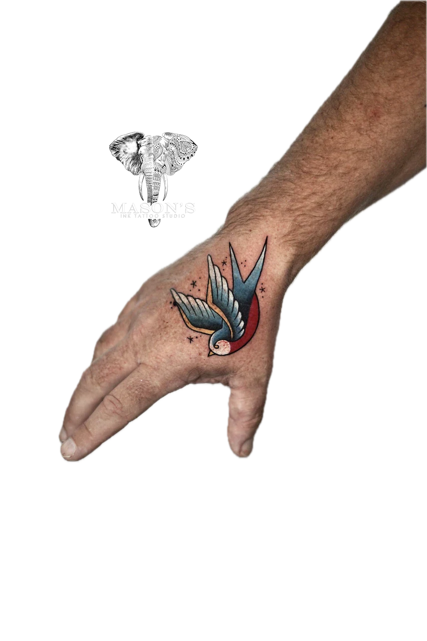 Traditional Color Bird Tattoo Design - Colour tattoo by Mason's Ink Tattoo Studio, Bali