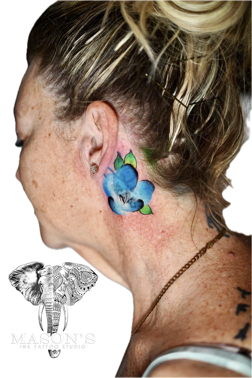 Vibrant Custom Japanese Floral Color Tattoo - Colour tattoo by Mason's Ink Tattoo Studio, Bali