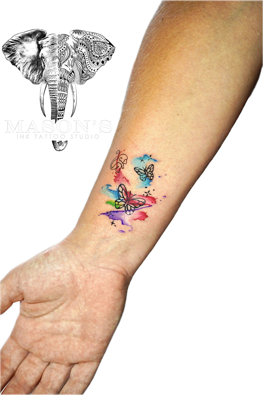 Watercolor Butterfly Tattoo Design by Mason's Ink Tattoo Studio, Bali