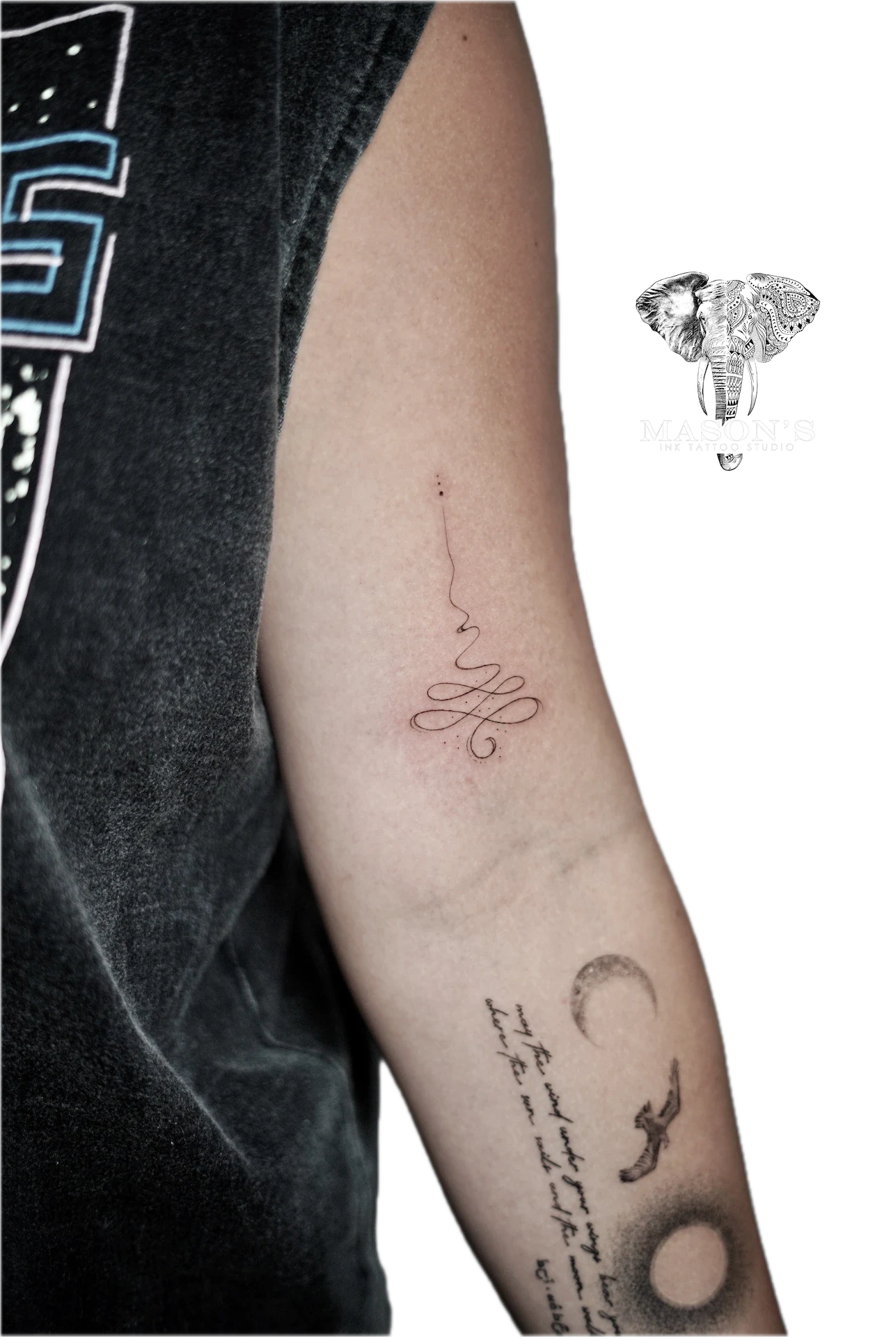 Minimalist Fine Line Tattoo Design by Mason's Ink Tattoo Studio, Bali