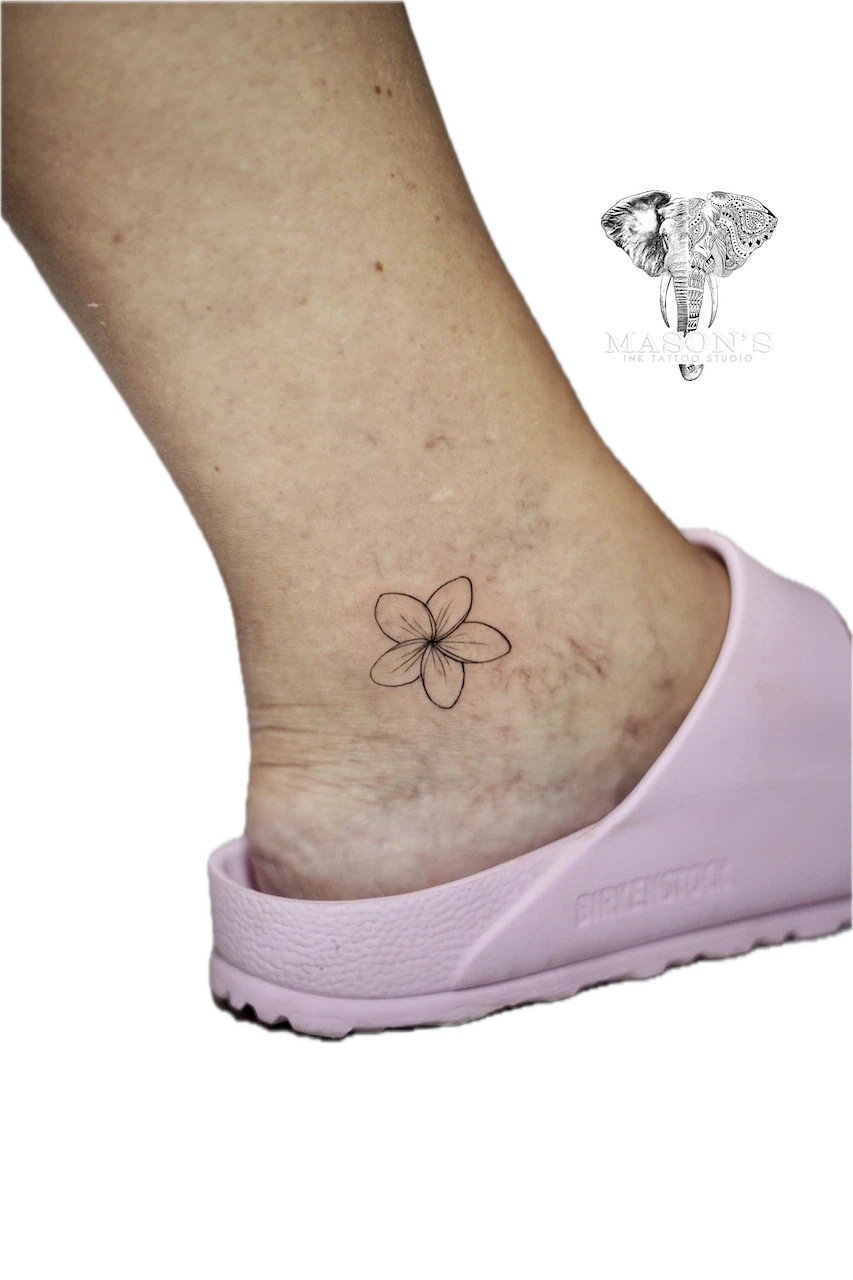 Fine Line Flower Tattoo Design by Mason's Ink Tattoo Studio, Bali