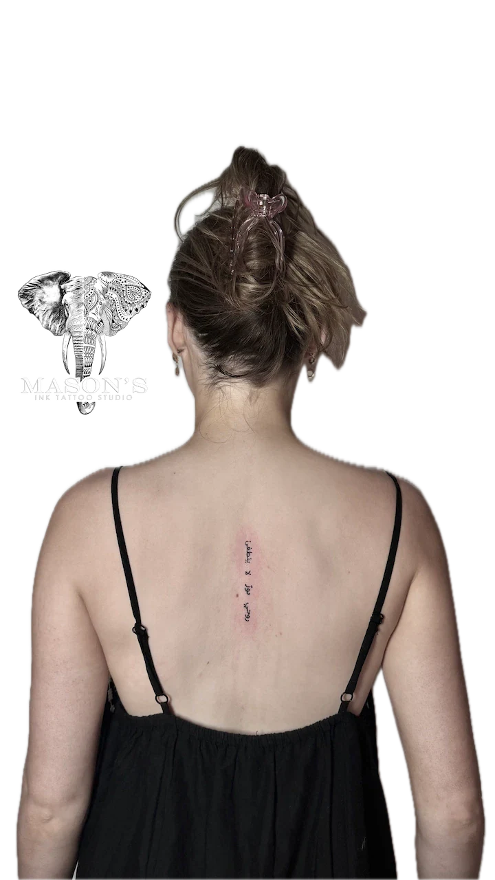 Arabic Script Fine Line Tattoo - Fineline tattoo by Mason's Ink Tattoo Studio, Bali