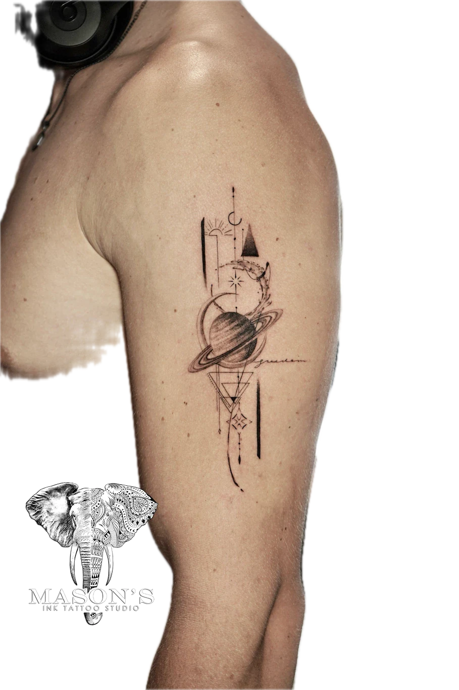 Conceptual Manta Line Tattoo Design - Fineline tattoo by Mason's Ink Tattoo Studio, Bali