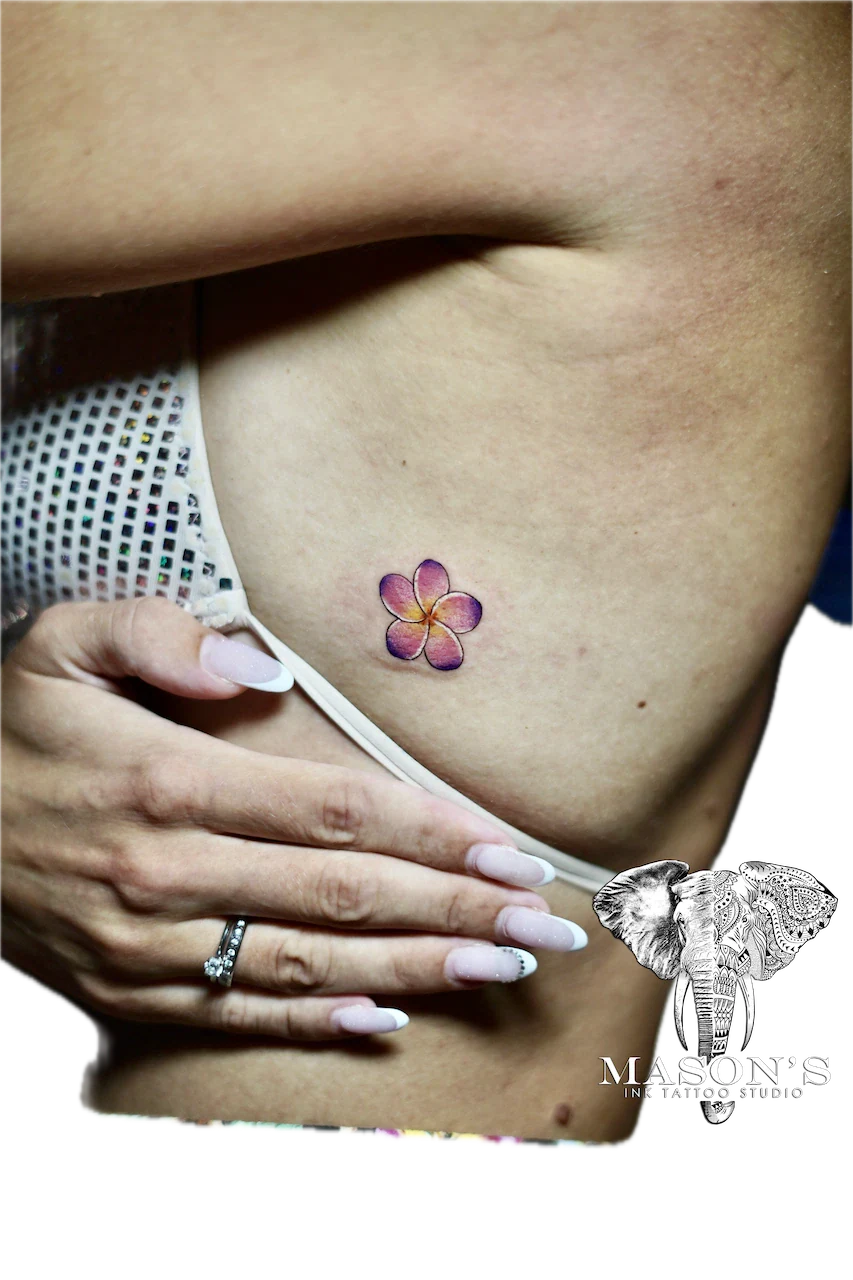 Fine Color Floral Tattoo Design - Fineline tattoo by Mason's Ink Tattoo Studio, Bali
