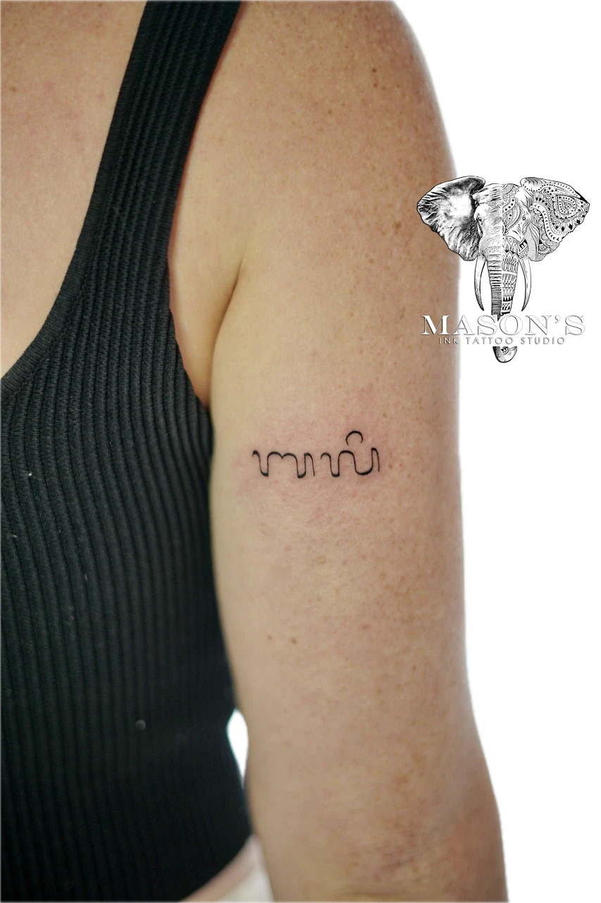 Fine Line Aksara Script Tattoo Design 2 - Fineline tattoo by Mason's Ink Tattoo Studio, Bali