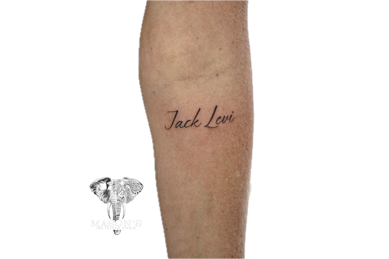 Fine Line Arm Script Tattoo Design - Fineline tattoo by Mason's Ink Tattoo Studio, Bali