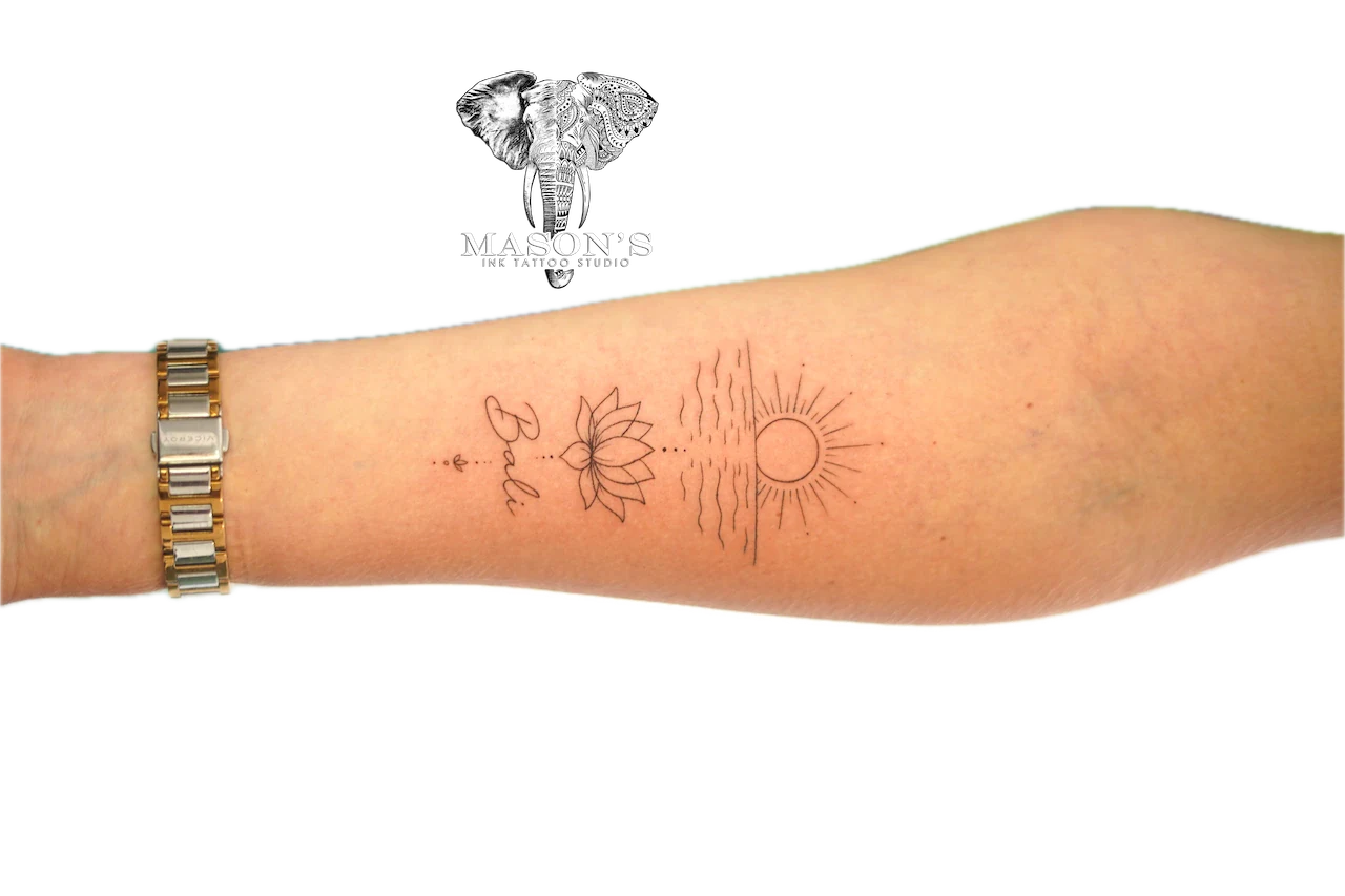 Fine Line Bali Tattoo Design - Fineline tattoo by Mason's Ink Tattoo Studio, Bali