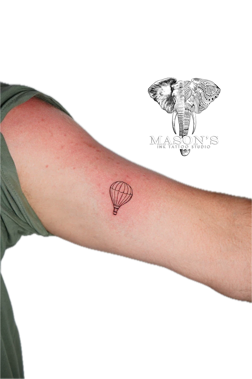 Fine Line Balloon Tattoo Design - Fineline tattoo by Mason's Ink Tattoo Studio, Bali