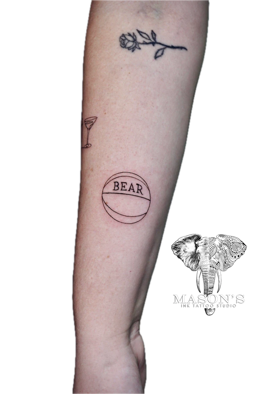 Fine Line Basketball Tattoo Design - Fineline tattoo by Mason's Ink Tattoo Studio, Bali