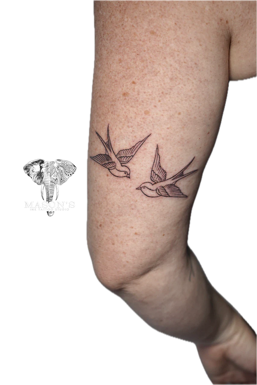 Fine Line Bird Outline Tattoo Design - Fineline tattoo by Mason's Ink Tattoo Studio, Bali