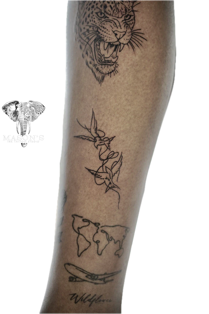 Fine Line Bird Tattoo - Fineline tattoo by Mason's Ink Tattoo Studio, Bali