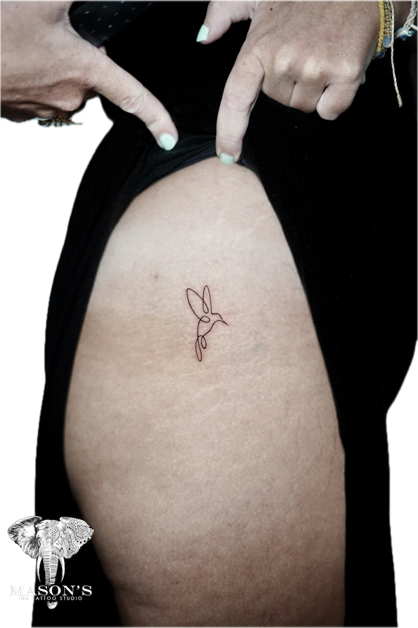 Fine Line Bird Tattoo Design - Fineline tattoo by Mason's Ink Tattoo Studio, Bali