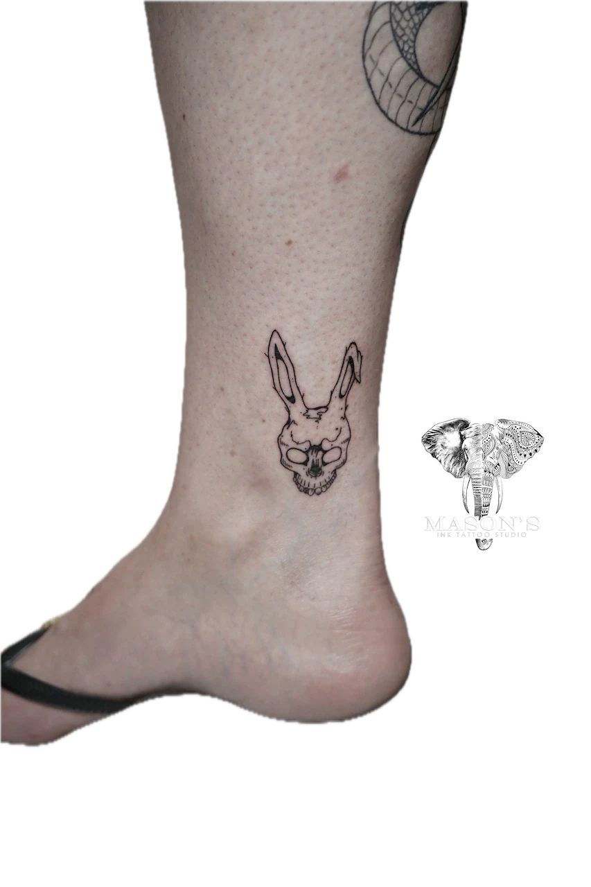 Fine Line Bunny Skull Tattoo Design - Fineline tattoo by Mason's Ink Tattoo Studio, Bali