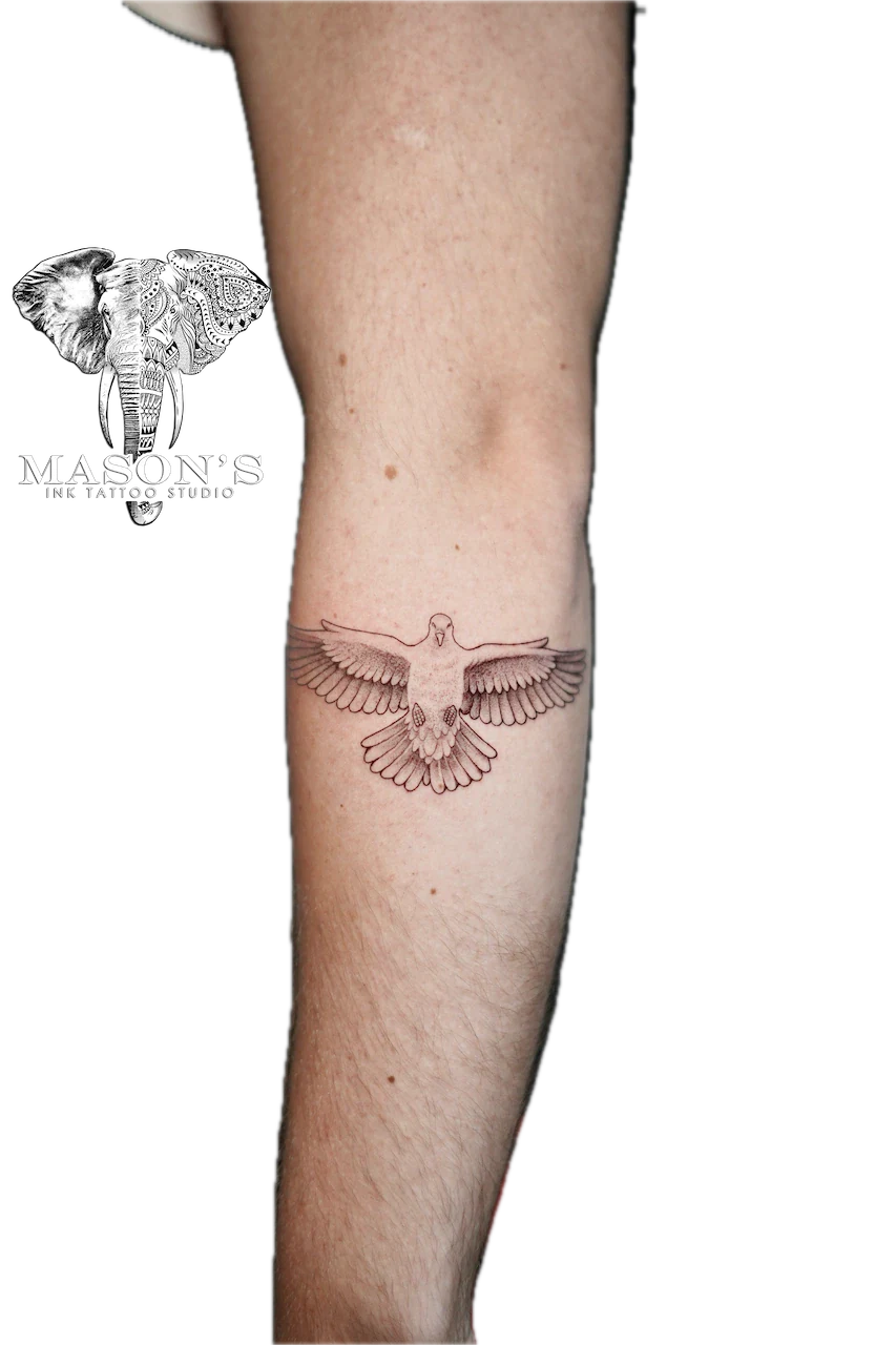 Fine Line Eagle Tattoo Design - Fineline tattoo by Mason's Ink Tattoo Studio, Bali