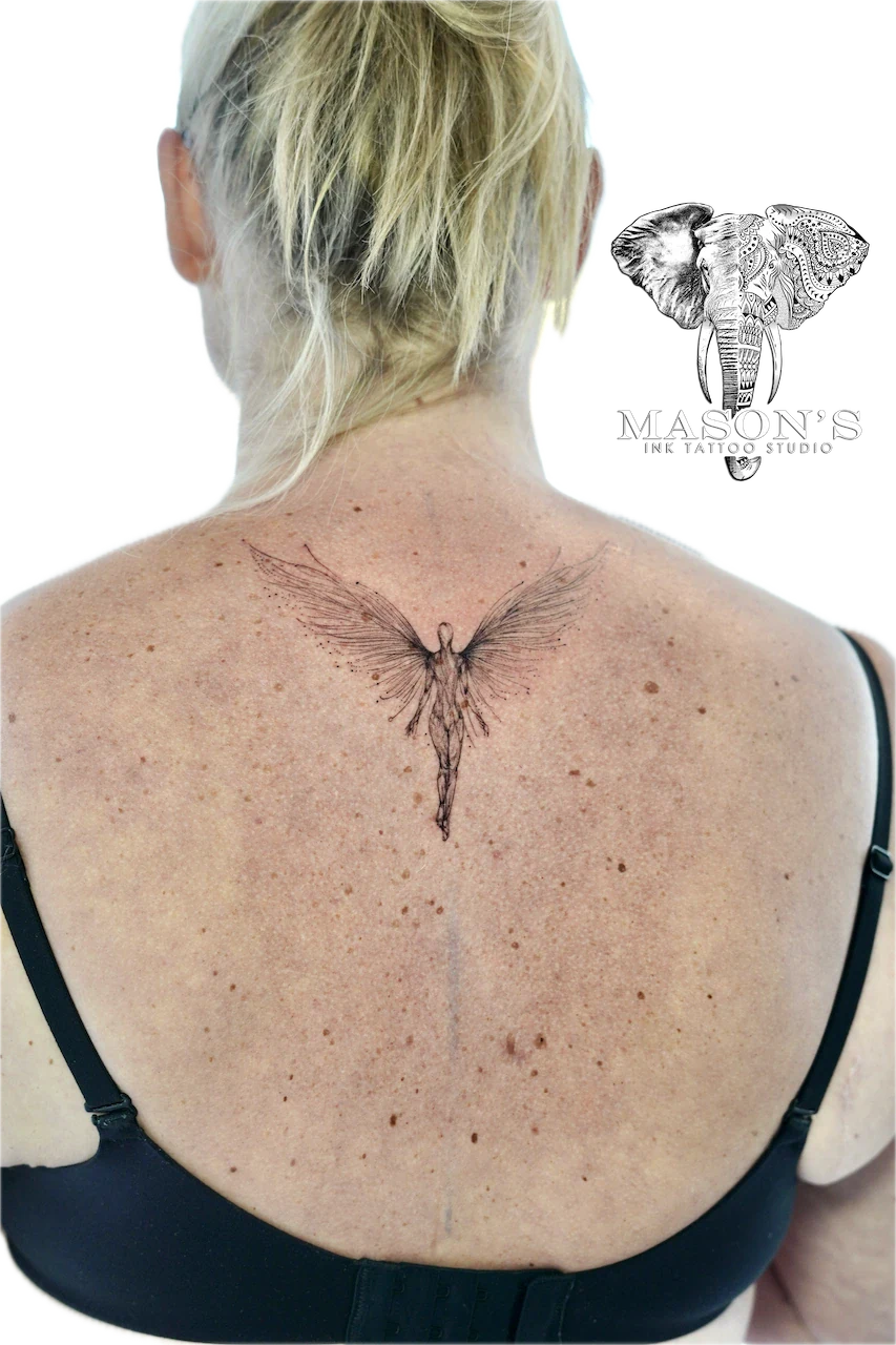 Fine Line Fairy Tattoo Design - Fineline tattoo by Mason's Ink Tattoo Studio, Bali