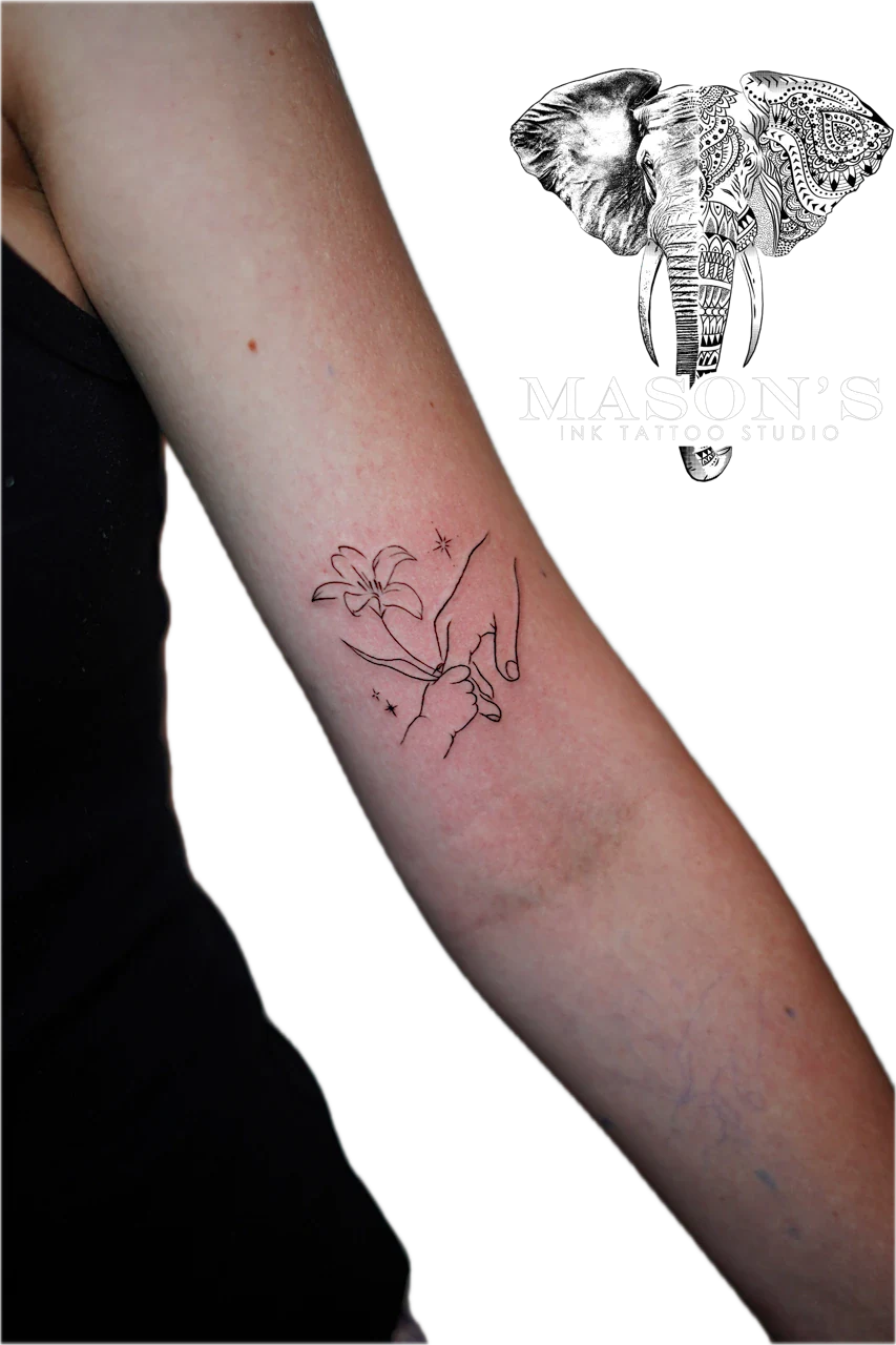 Fine Line Family Tattoo Design by Mason's Ink Tattoo Studio, Bali