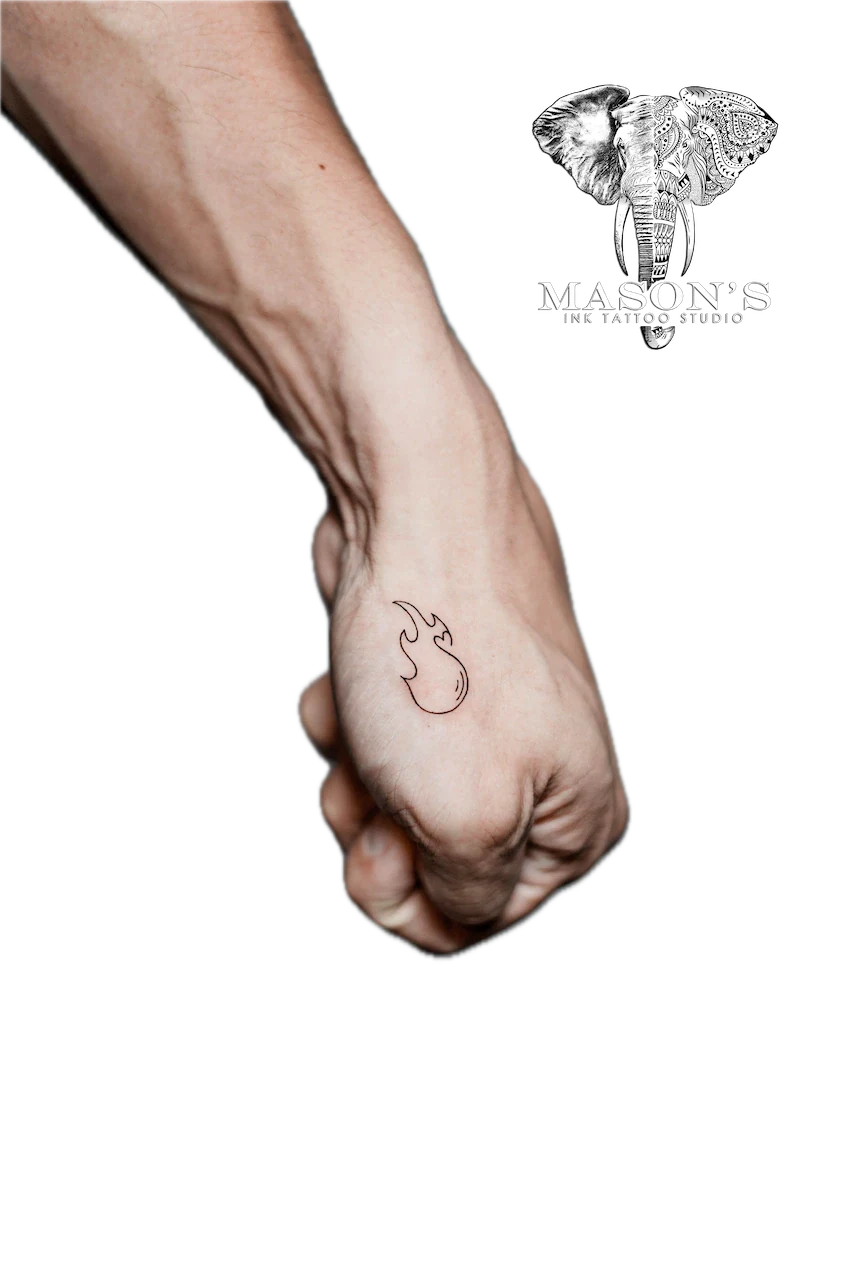 Fine Line Fire Tattoo Design - Fineline tattoo by Mason's Ink Tattoo Studio, Bali