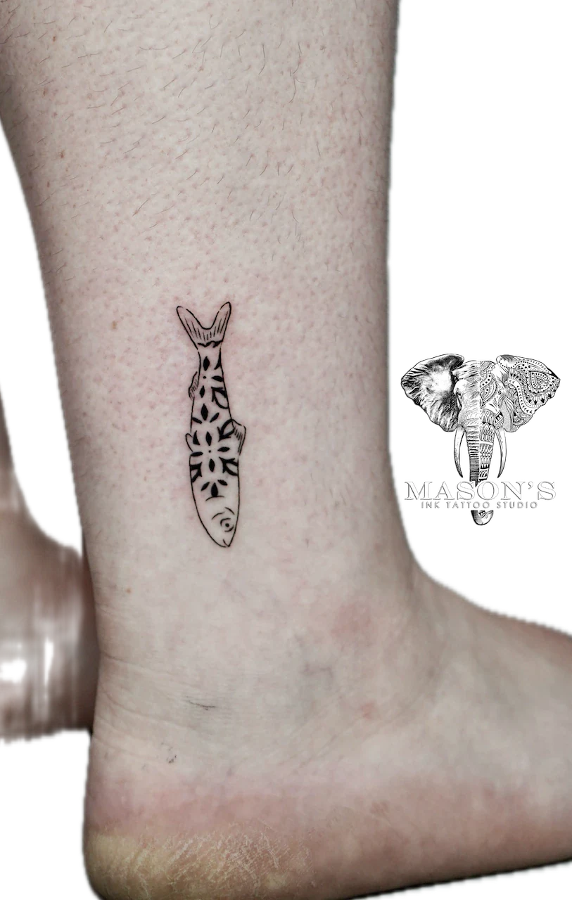 Fine Line Fish Tattoo Design - Fineline tattoo by Mason's Ink Tattoo Studio, Bali