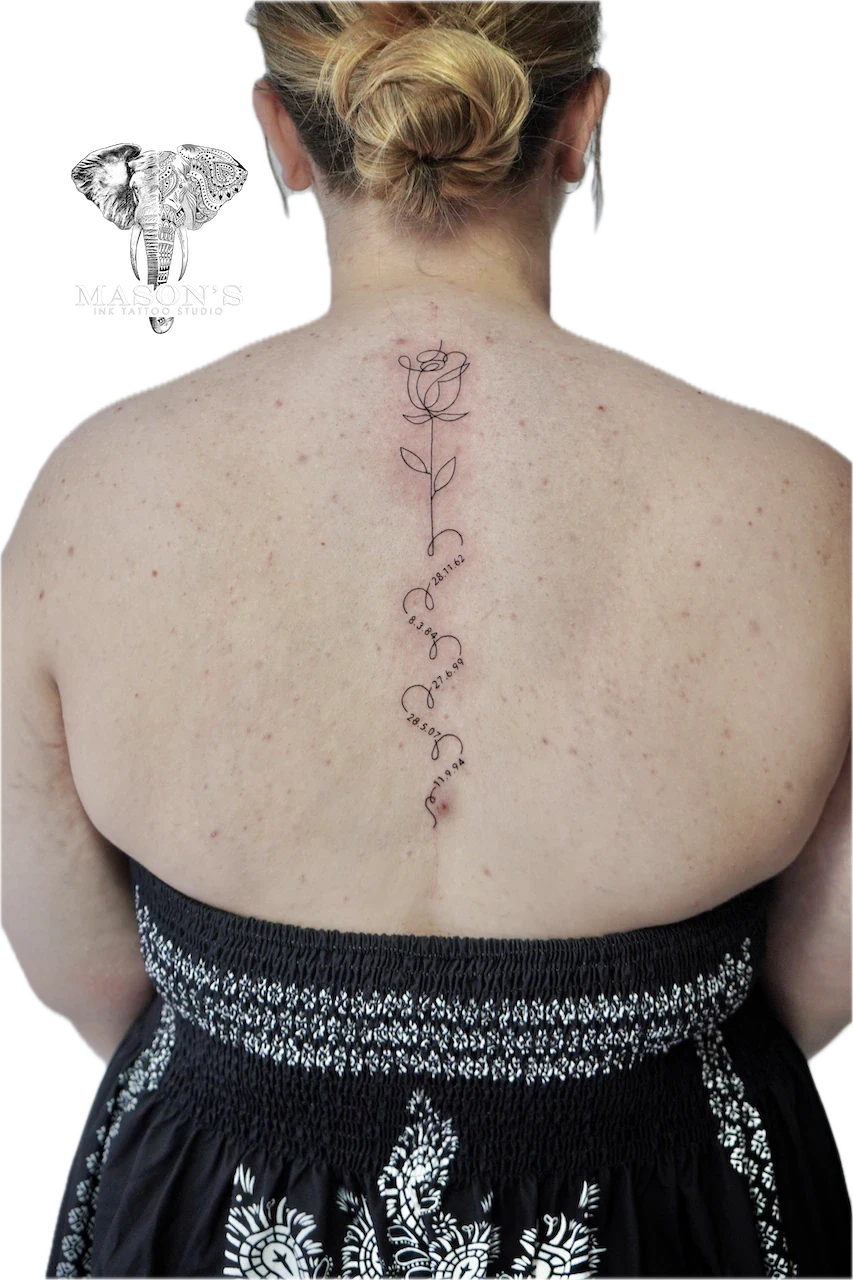 Fine Line Flower Tattoo by Mason’s Ink - Fineline tattoo by Mason's Ink Tattoo Studio, Bali