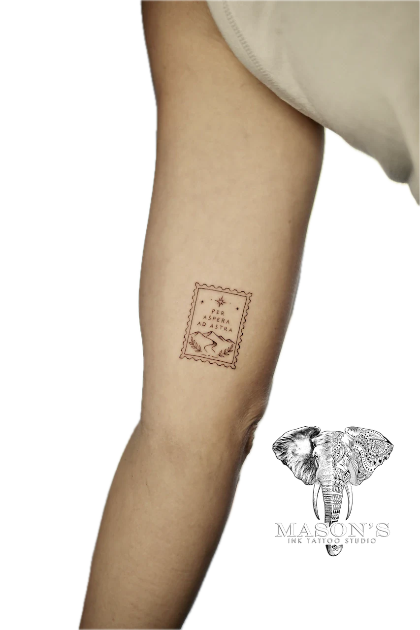 Fine Line Frame Tattoo Design - Fineline tattoo by Mason's Ink Tattoo Studio, Bali