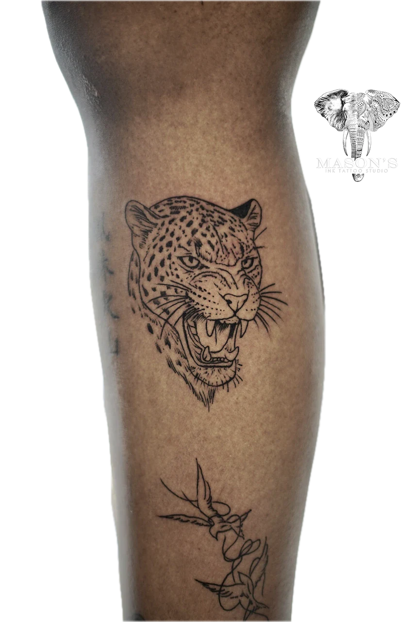 Fine Line Jaguar Tattoo - Fineline tattoo by Mason's Ink Tattoo Studio, Bali