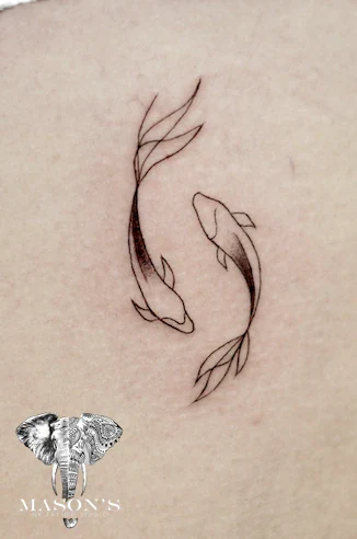 Fine Line Koi Fish Tattoo Design by Mason's Ink Tattoo Studio, Bali