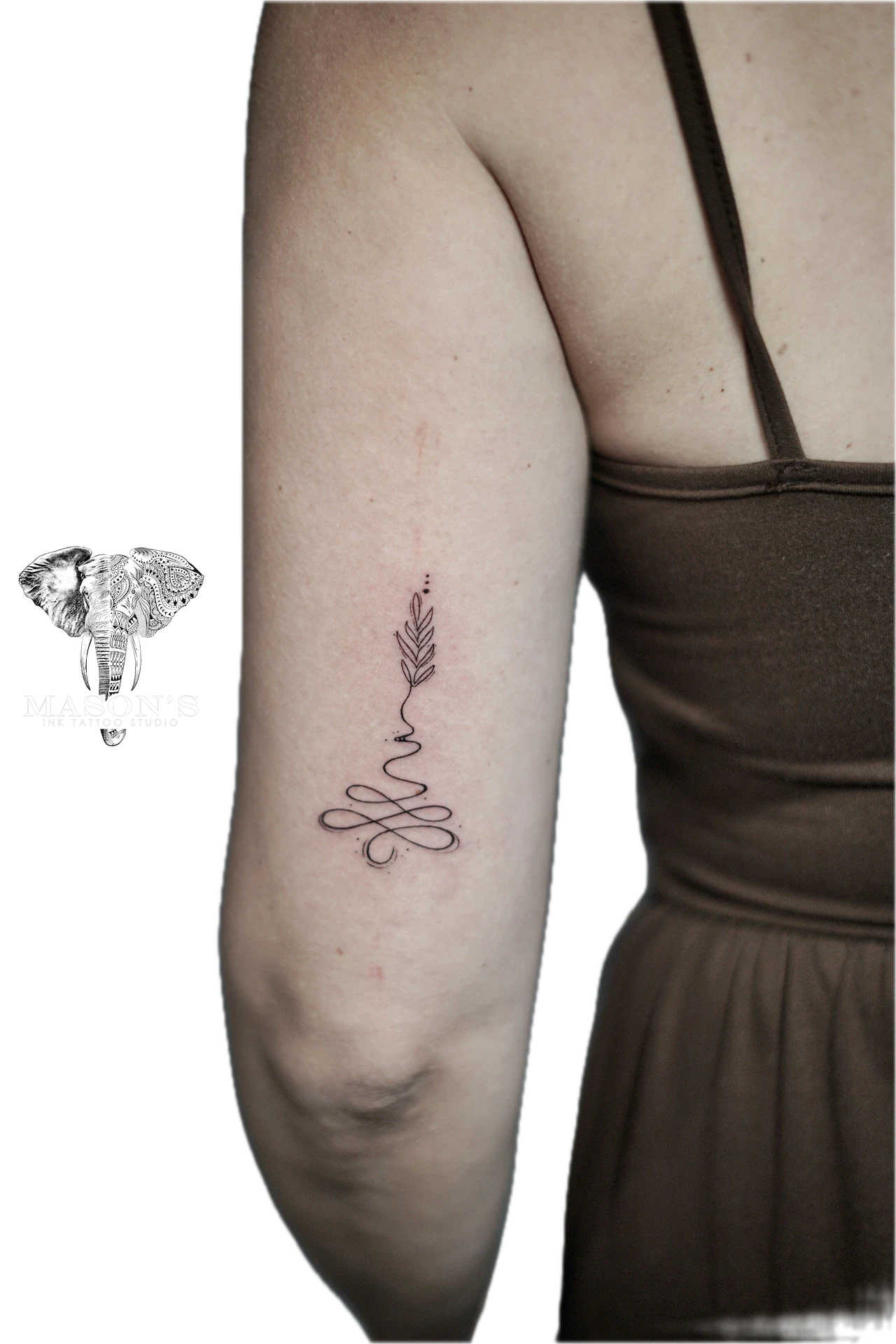 Fine Line Leaf Floral Tattoo Design by Mason's Ink Tattoo Studio, Bali