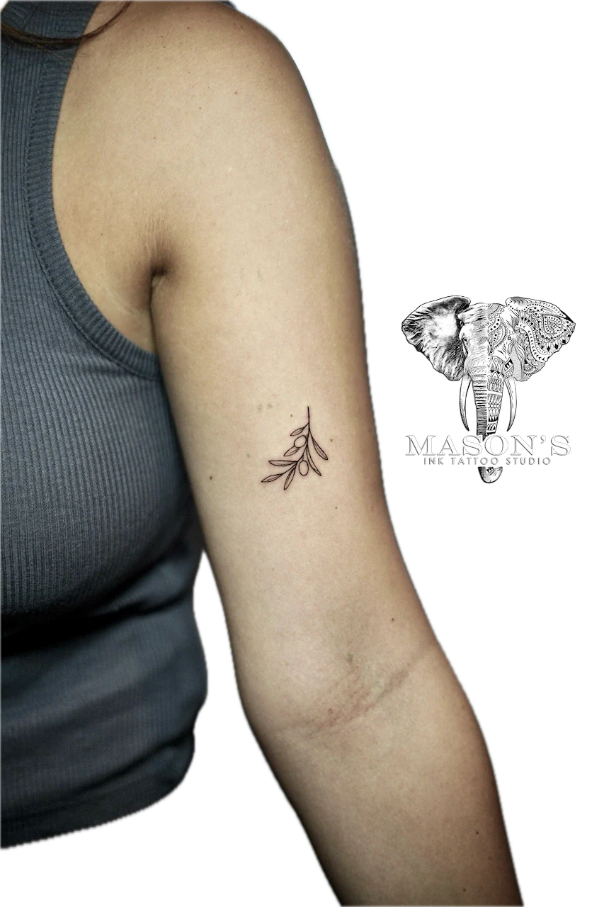 Fine Line Leaf Tattoo Design - Fineline tattoo by Mason's Ink Tattoo Studio, Bali