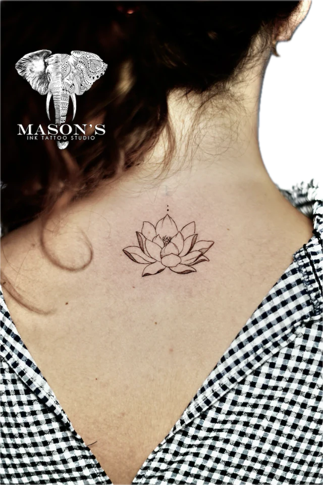 Fine Line Lotus Tattoo - Fineline tattoo by Mason's Ink Tattoo Studio, Bali