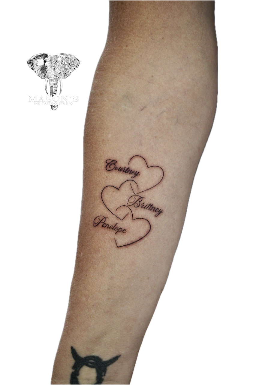 Fine Line Love and Name Tattoo Design - Fineline tattoo by Mason's Ink Tattoo Studio, Bali