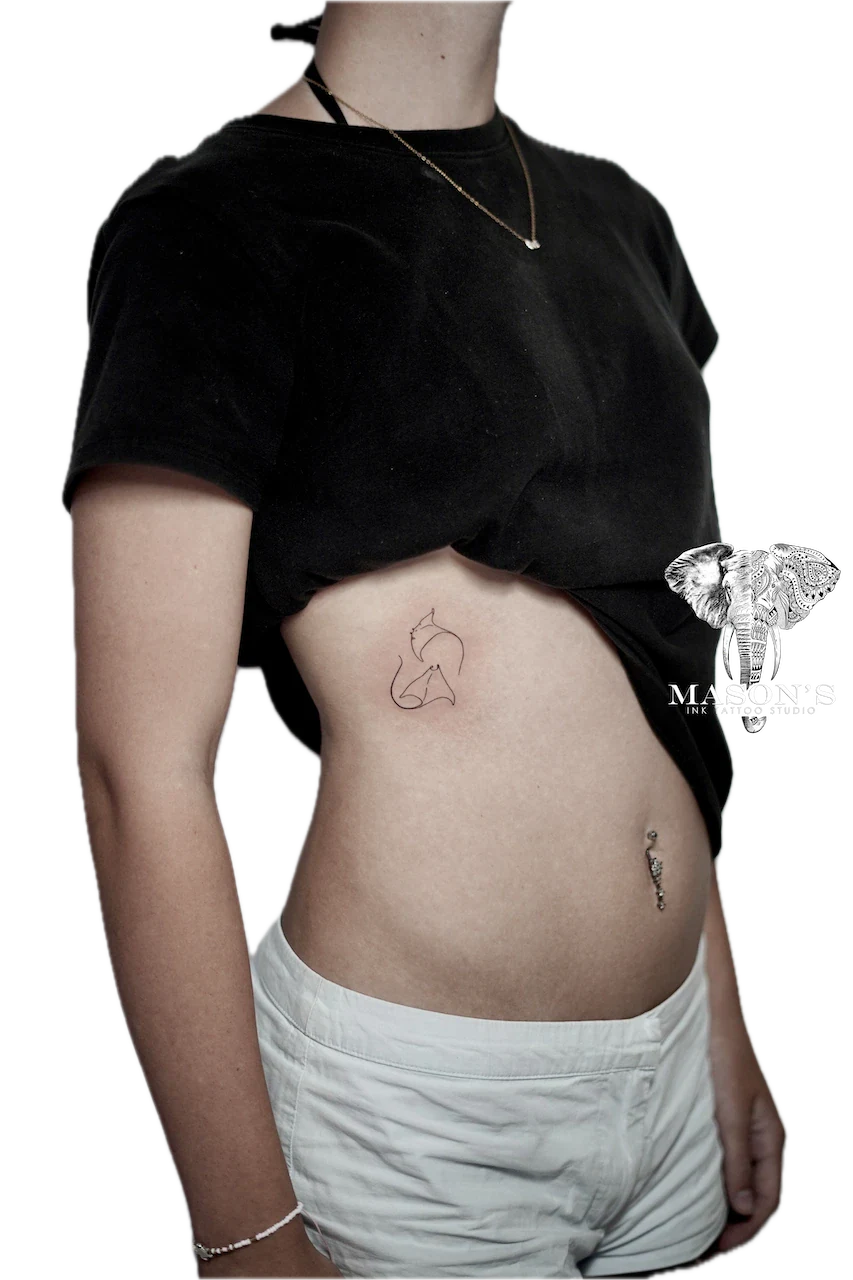 Fine Line Manta Ray Tattoo - Fineline tattoo by Mason's Ink Tattoo Studio, Bali