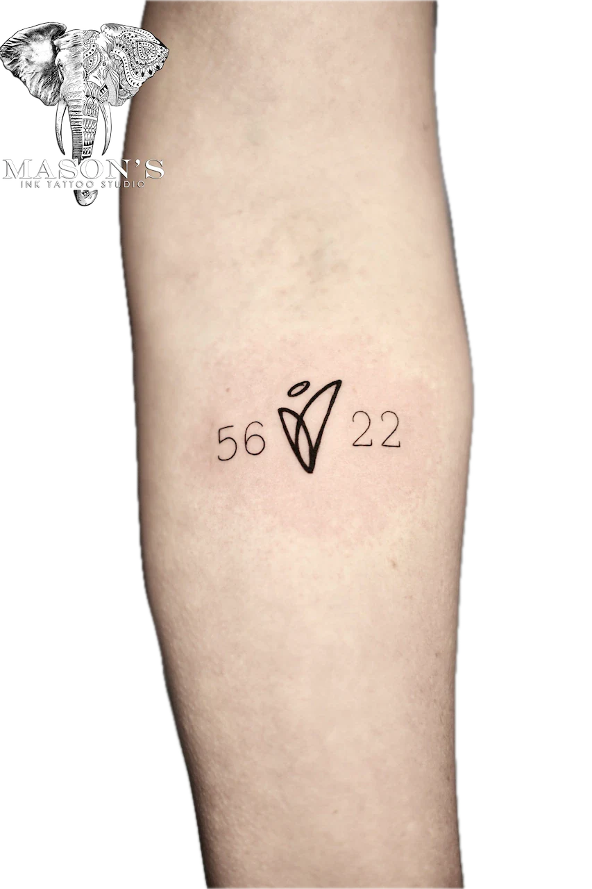 Fine Line Number Script Tattoo Design - Fineline tattoo by Mason's Ink Tattoo Studio, Bali