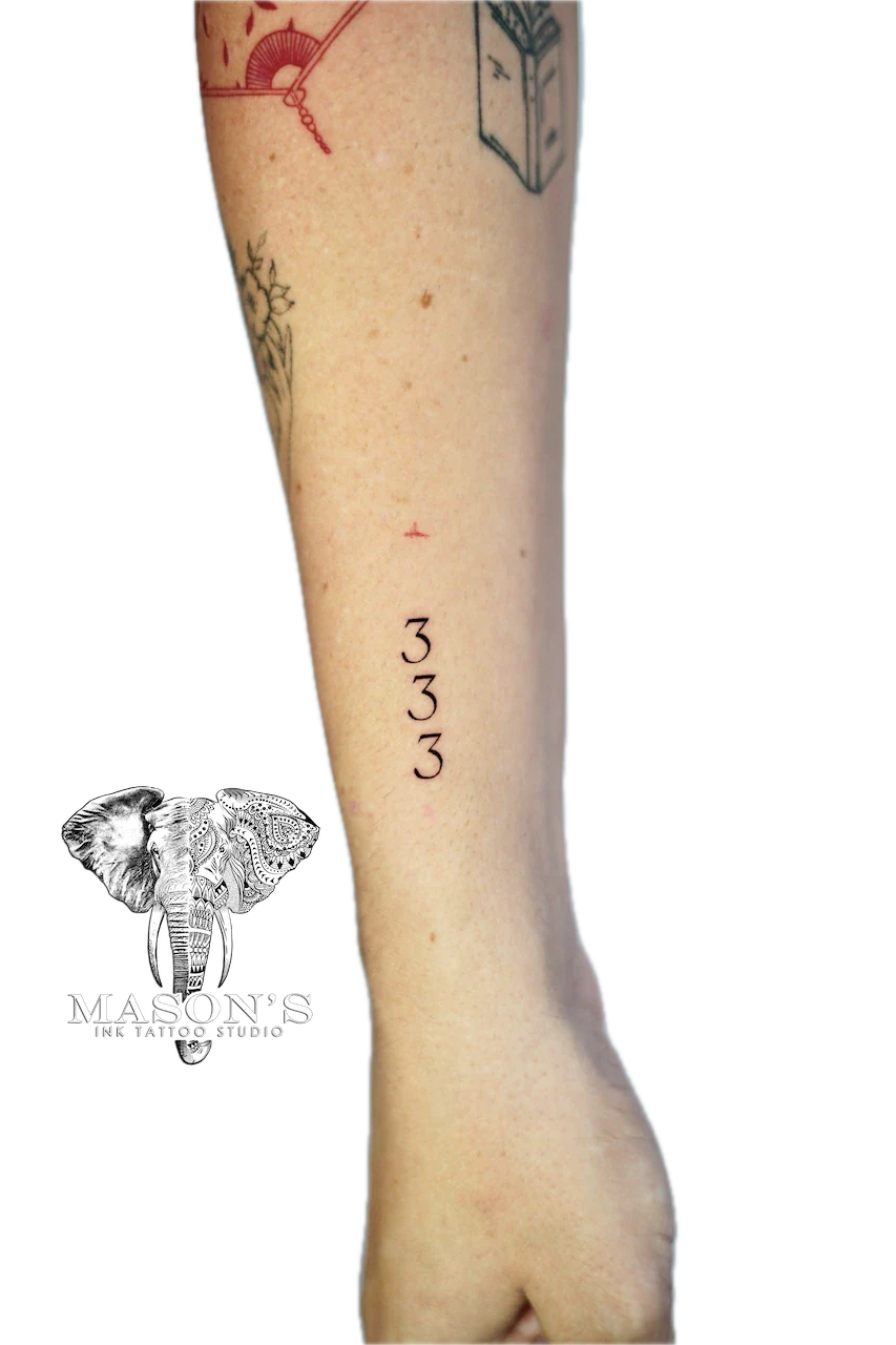 Fine Line Number Tattoo Design - Fineline tattoo by Mason's Ink Tattoo Studio, Bali