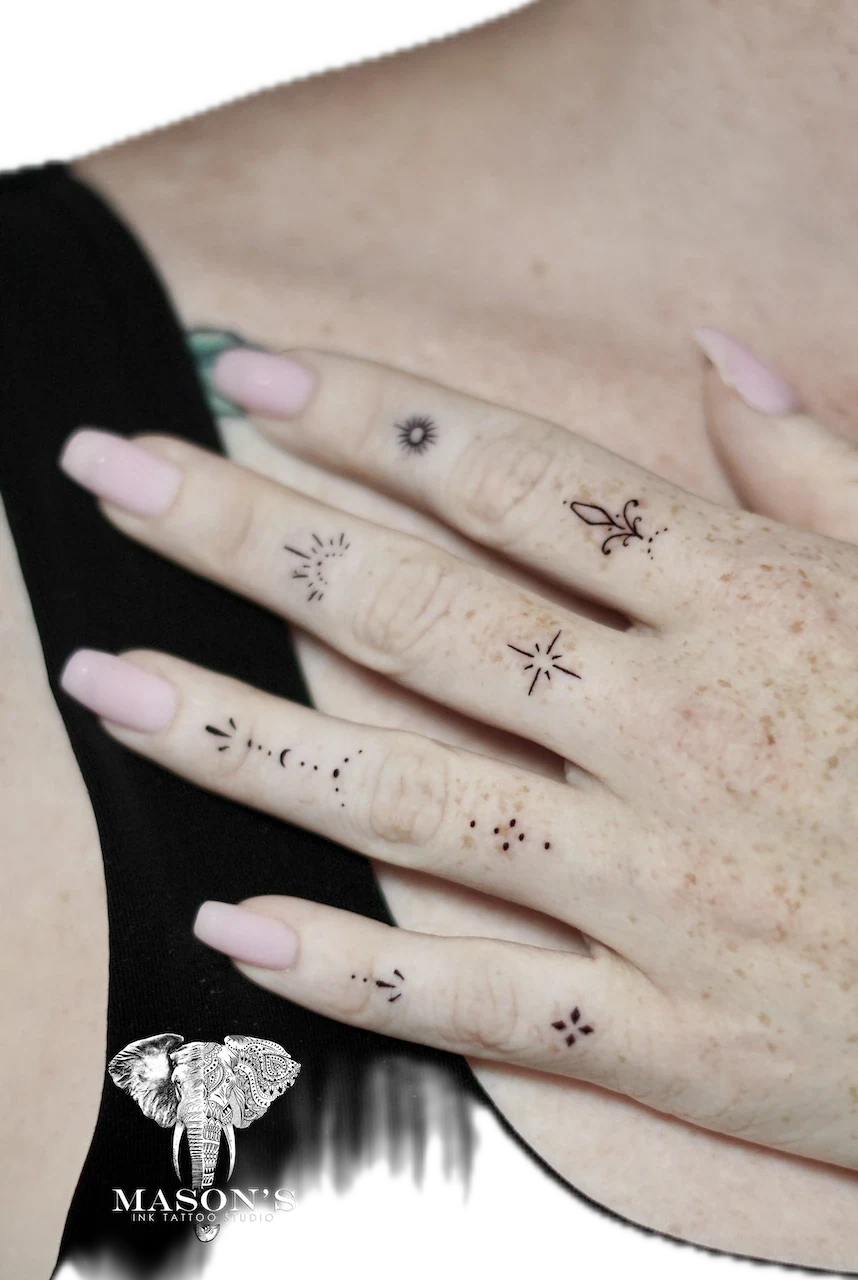Fine Line Ornamental Sparkle Tattoo Design by Mason's Ink Tattoo Studio, Bali