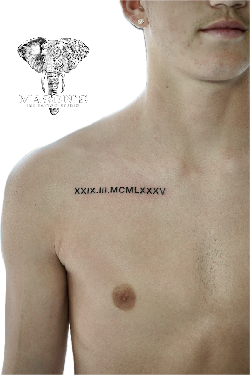 Fine Line Roman Numeral Tattoo Design - Fineline tattoo by Mason's Ink Tattoo Studio, Bali