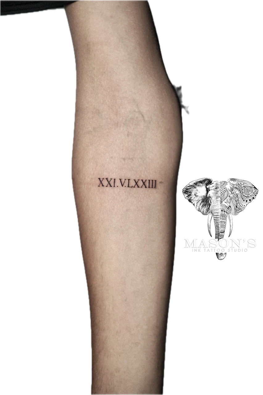Fine Line Roman Script Tattoo by Mason’s Ink - Fineline tattoo by Mason's Ink Tattoo Studio, Bali