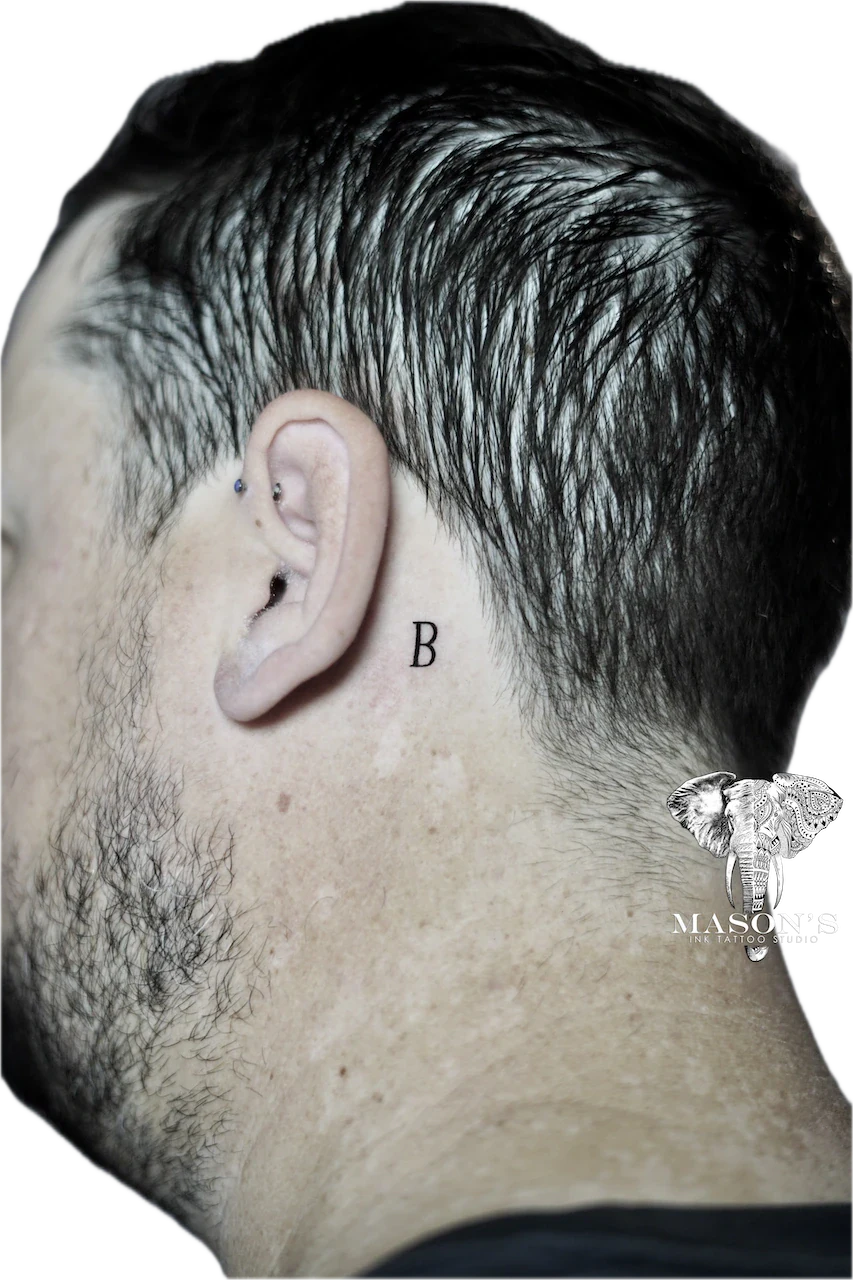 Fine Line Script Letter B Tattoo Design by Mason's Ink Tattoo Studio, Bali