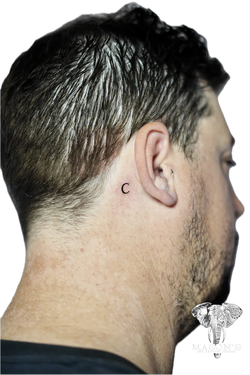 Fine Line Script Letter C Tattoo Design by Mason's Ink Tattoo Studio, Bali