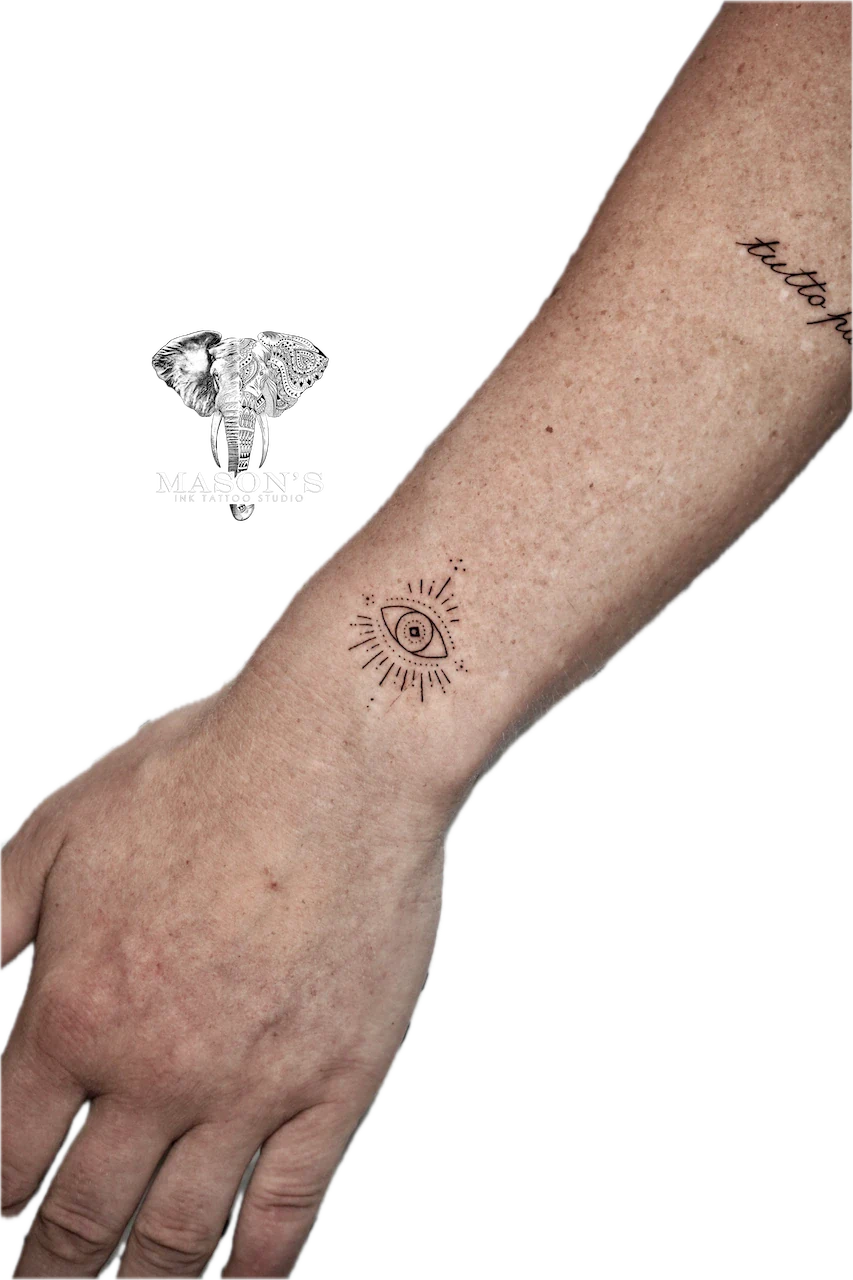 Fine Line Single Eye Tattoo Design - Fineline tattoo by Mason's Ink Tattoo Studio, Bali