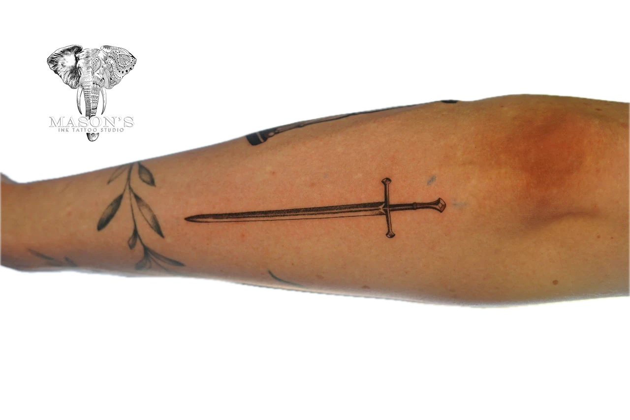Fine Line Sword Tattoo Design - Fineline tattoo by Mason's Ink Tattoo Studio, Bali