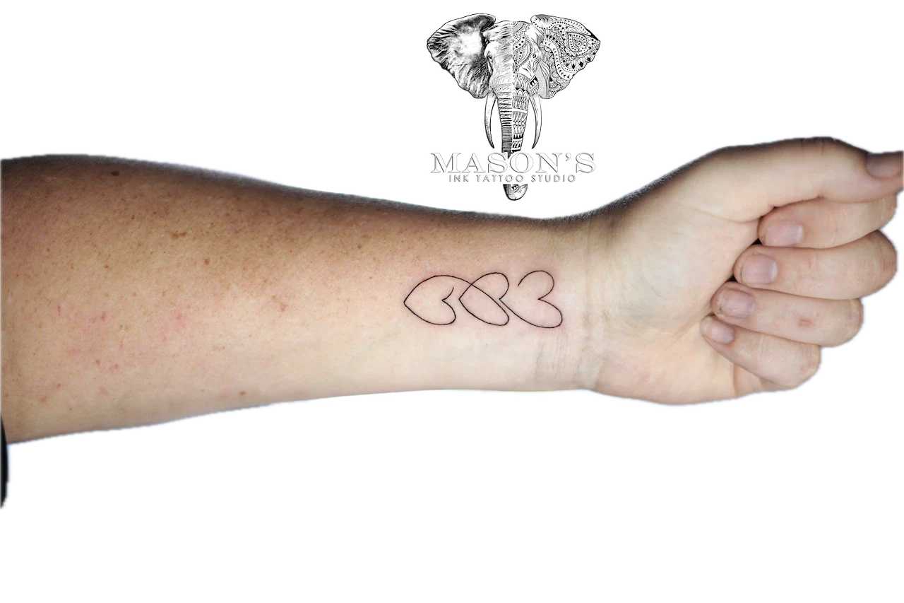 Fine Line Three Hearts Tattoo Design - Fineline tattoo by Mason's Ink Tattoo Studio, Bali