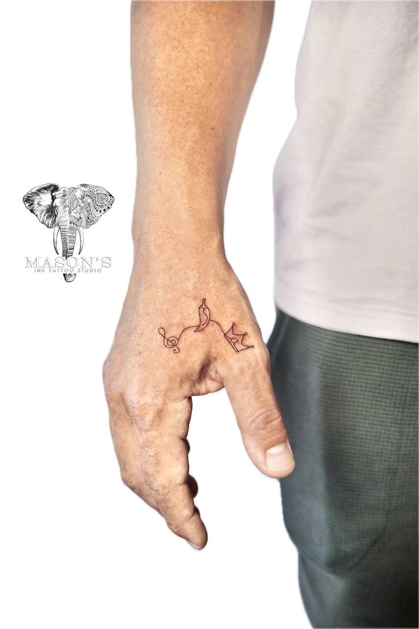 Fine Line Tone, Chili and Crown Tattoo Design - Fineline tattoo by Mason's Ink Tattoo Studio, Bali